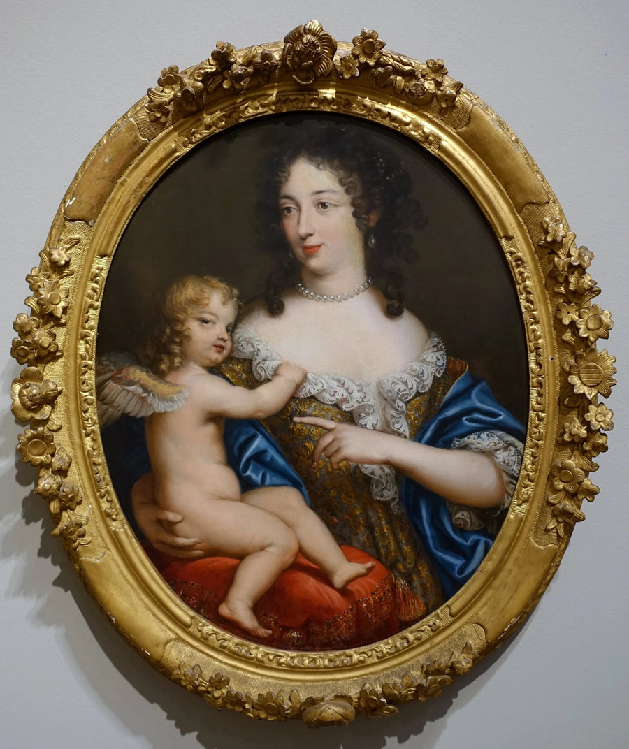 Portræt af en dame i Venus med Cupido - Pierre Mignard