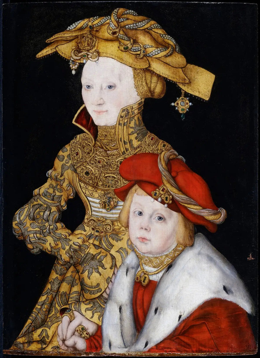 Portræt af en dame og hendes søn - Lucas Cranach den Ældre