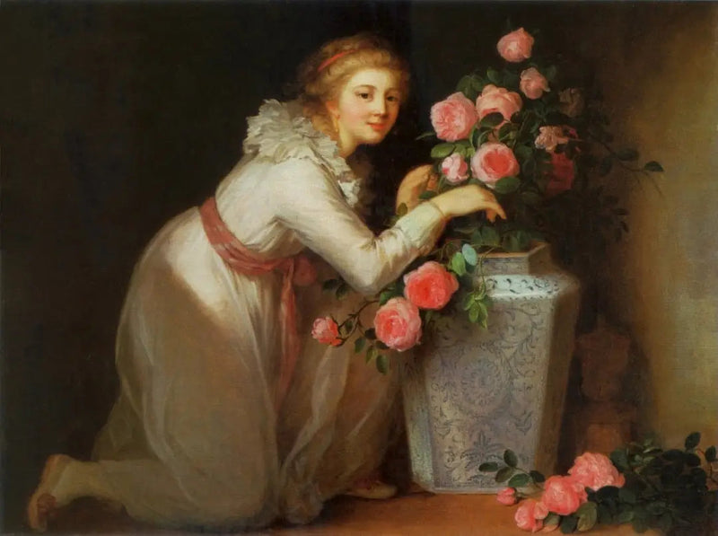 Portræt af en dame med en buket. - Élisabeth Vigée Le Brun