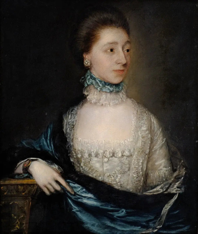 Portræt af en ukendt dame med blå frakke - Thomas Gainsborough