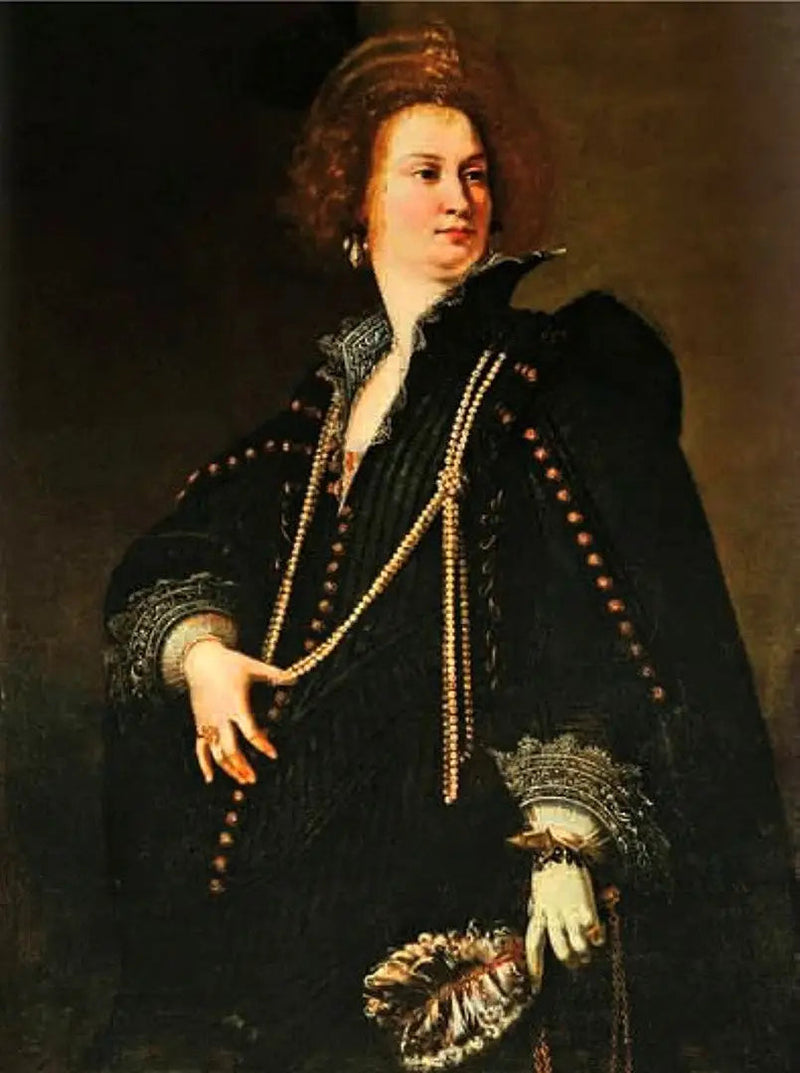 Portræt af en dame, der holder en fan - Artemisia Gentileschi