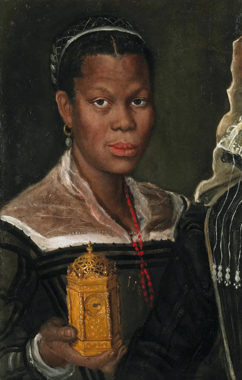 Portræt af en afrikansk kvinde, der holder et ur - Annibale Carracci