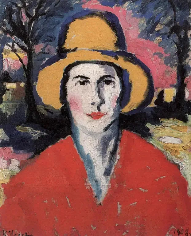 Portræt af en kvinde med gul hat - Kazimir Malevich
