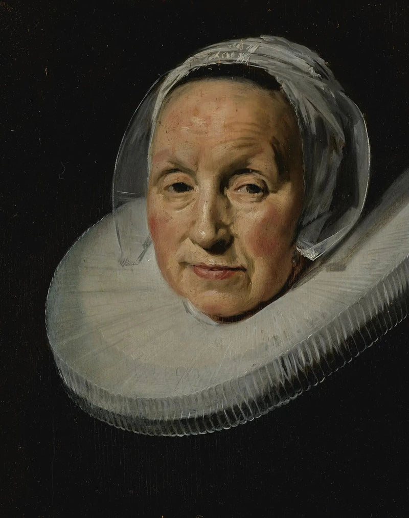 portræt af en kvinde med en forstørret og afskåret krave i forhold til hendes originale størrelse - Frans Hals