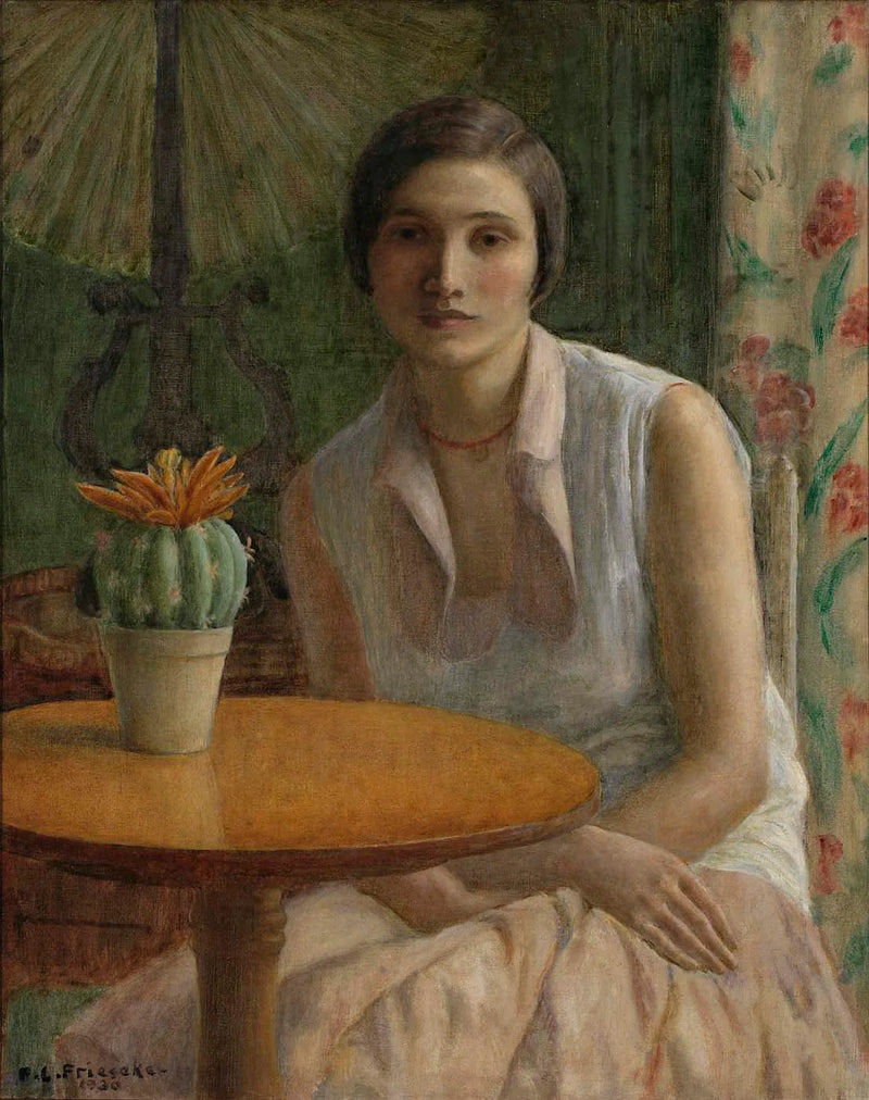 Portræt af en kvinde (med en kaktus) - Frederick Carl Frieseke