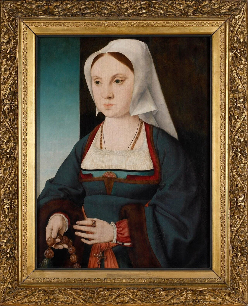 Portræt af en kvinde med en rosenkrans - Joos van Cleve