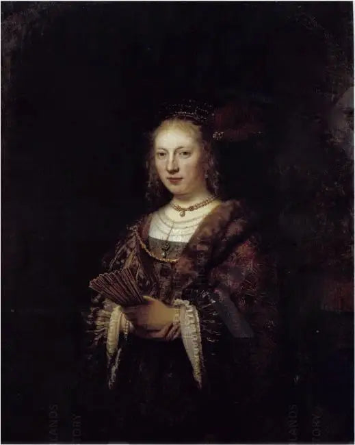 Portræt af en kvinde med en vifte - Rembrandt