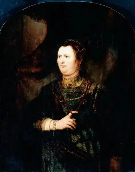 Portræt af en kvinde i militæruniform - Rembrandt