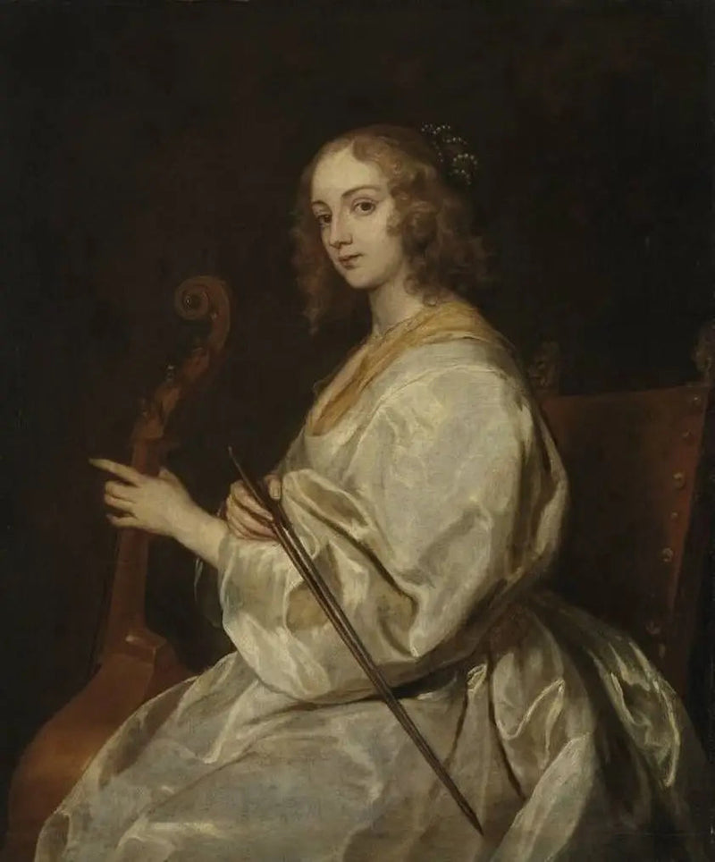 Portræt af en kvinde, der spiller viol de gamba, tidligere identificeret som Margaret Lemon - Antoine van Dyck