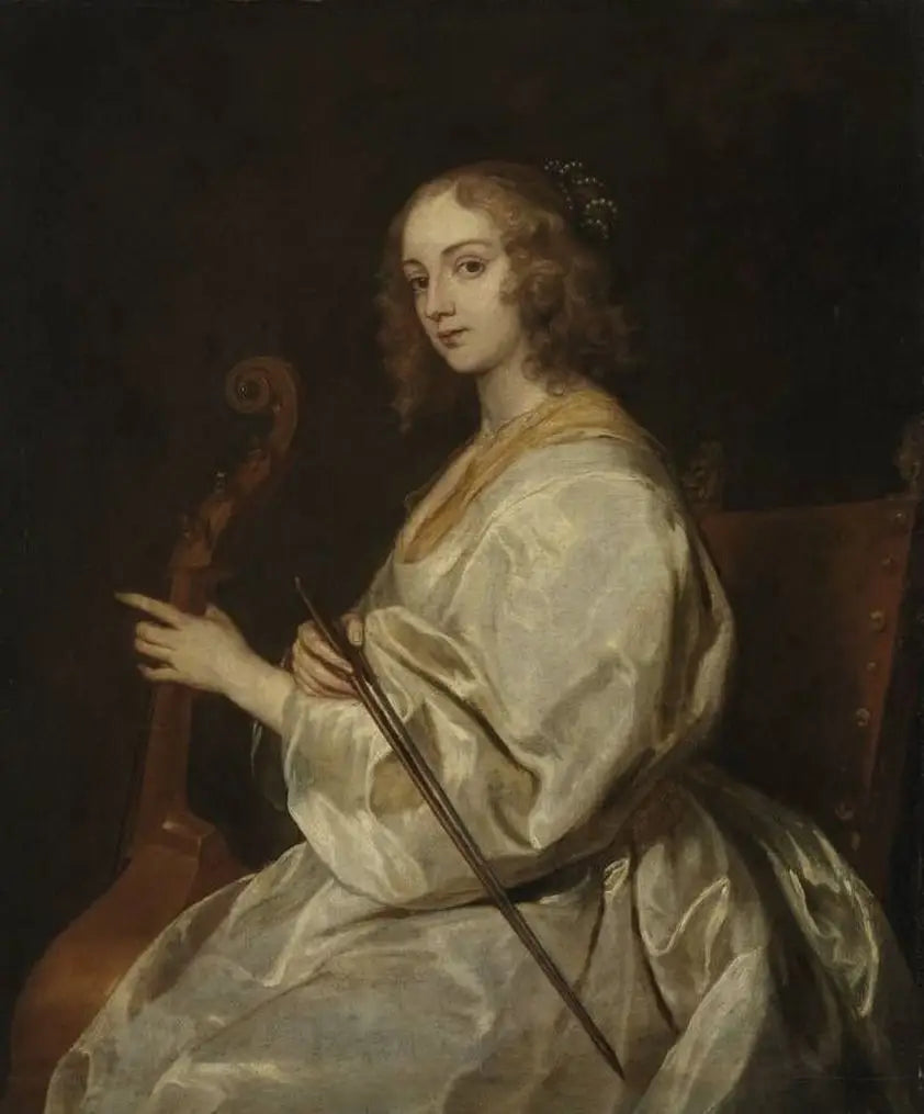 Portræt af en kvinde, der spiller viol de gamba, tidligere identificeret som Margaret Lemon - Antoine van Dyck