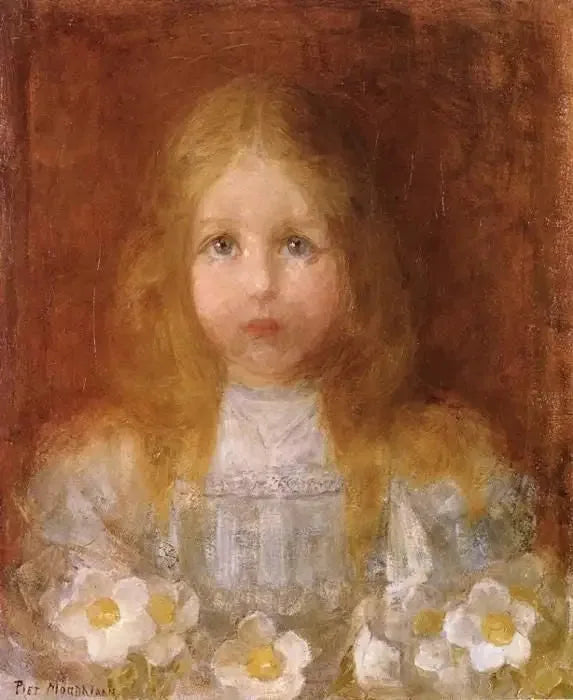 Portræt af en pige med blomster - Piet Mondrian