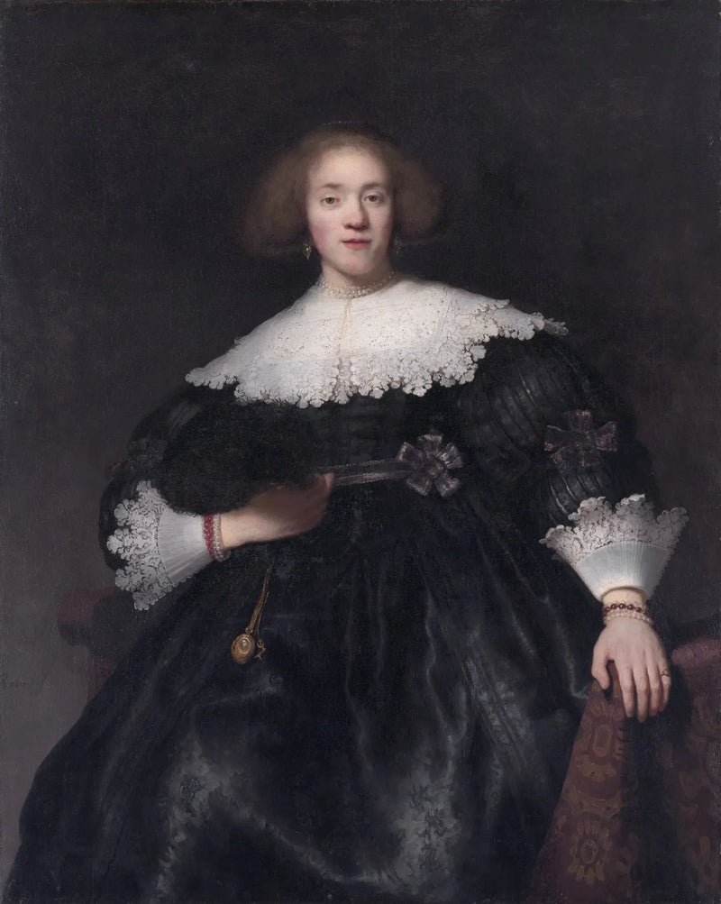Portræt af en ung kvinde med en vifte - Rembrandt