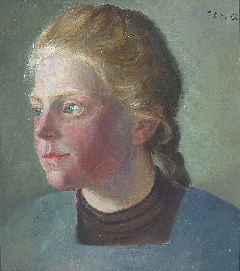 Portræt af en ung kvinde med flettet hår. - Michael Peter Ancher