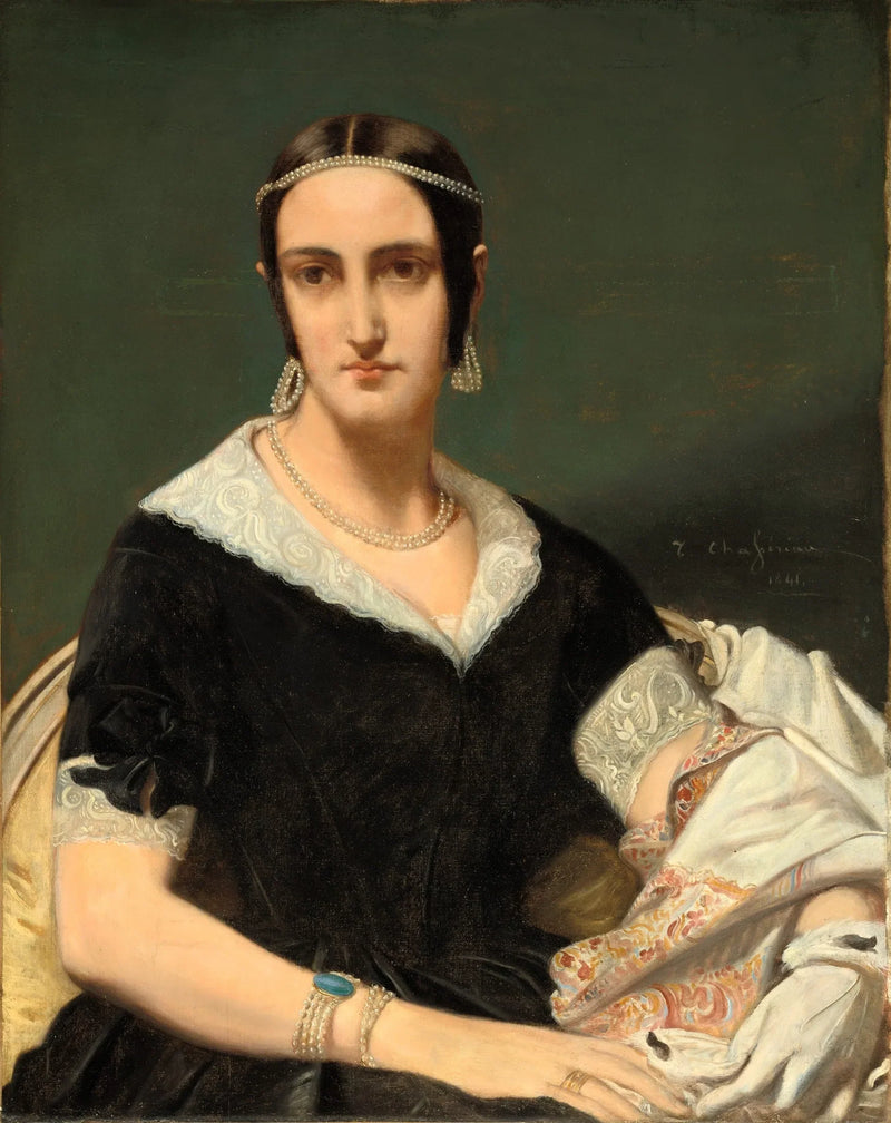 Portræt af en ung kvinde med perlekæder - Théodore Chassériau