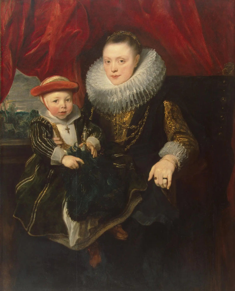 Portræt af en ung kvinde med et barn - Antoine van Dyck