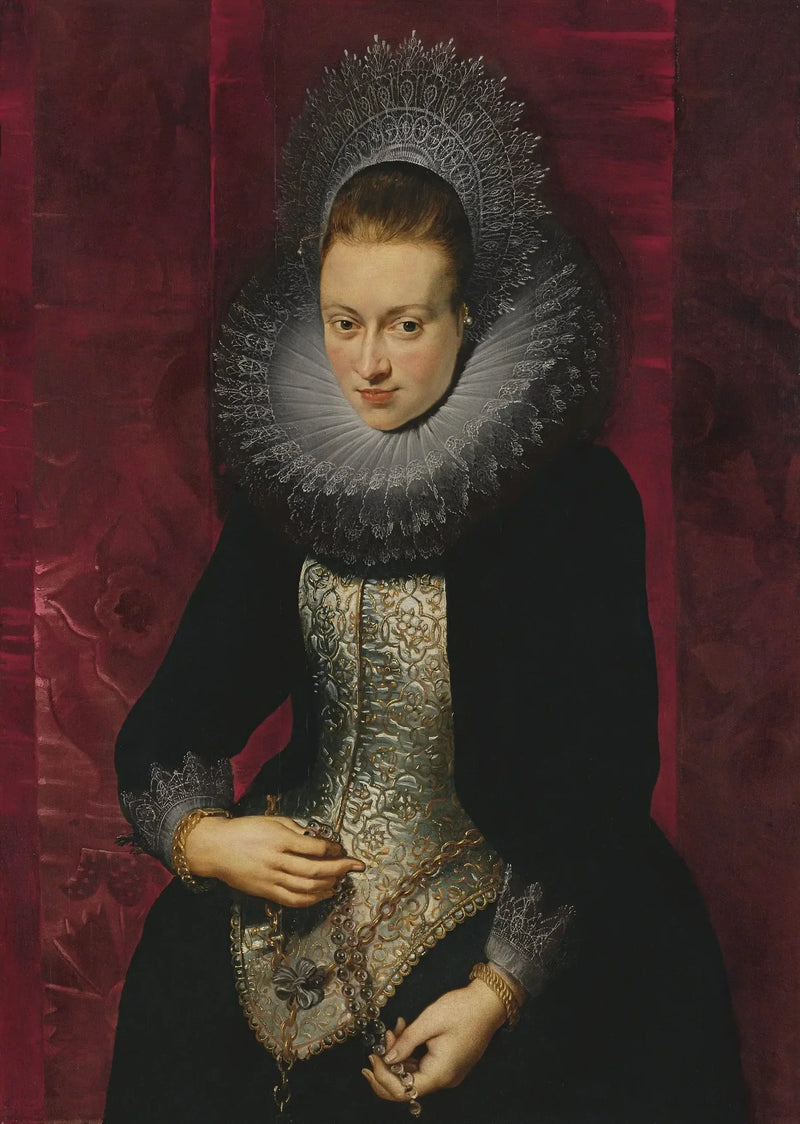 Portræt af en ung kvinde med en rosenkrans - Peter Paul Rubens