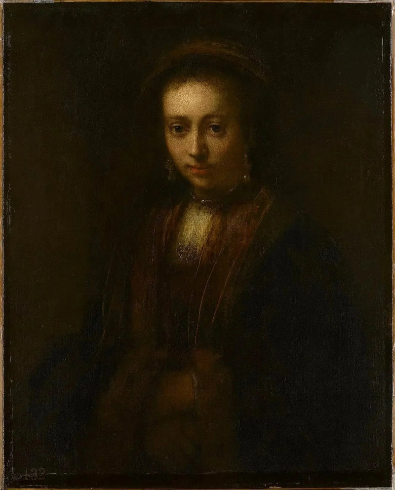 Portræt af en dame med hænderne foldet (Hedwig Łuszkowska, flora fra 1634) - Rembrandt