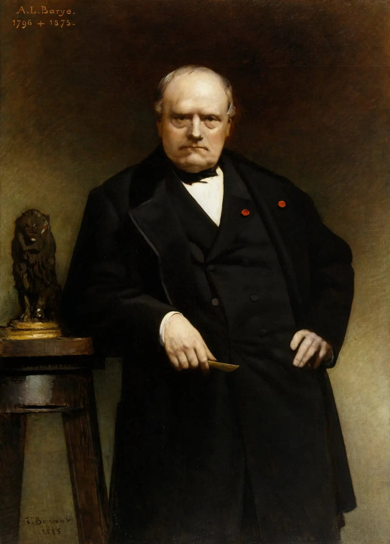 Portrait de Barye med en voksmodel af « Den siddende løve » - Léon Bonnat