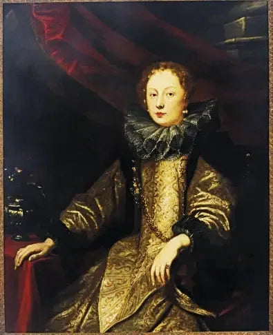 Portrait af Battina Balbi, hustru til Marcello Durazzo (1593-1632) - Antoine van Dyck