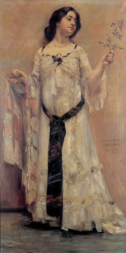 Portrait de Charlotte Berend en robe blanche - Lovis Corinth image 1 copie peinte à la main à l’huile