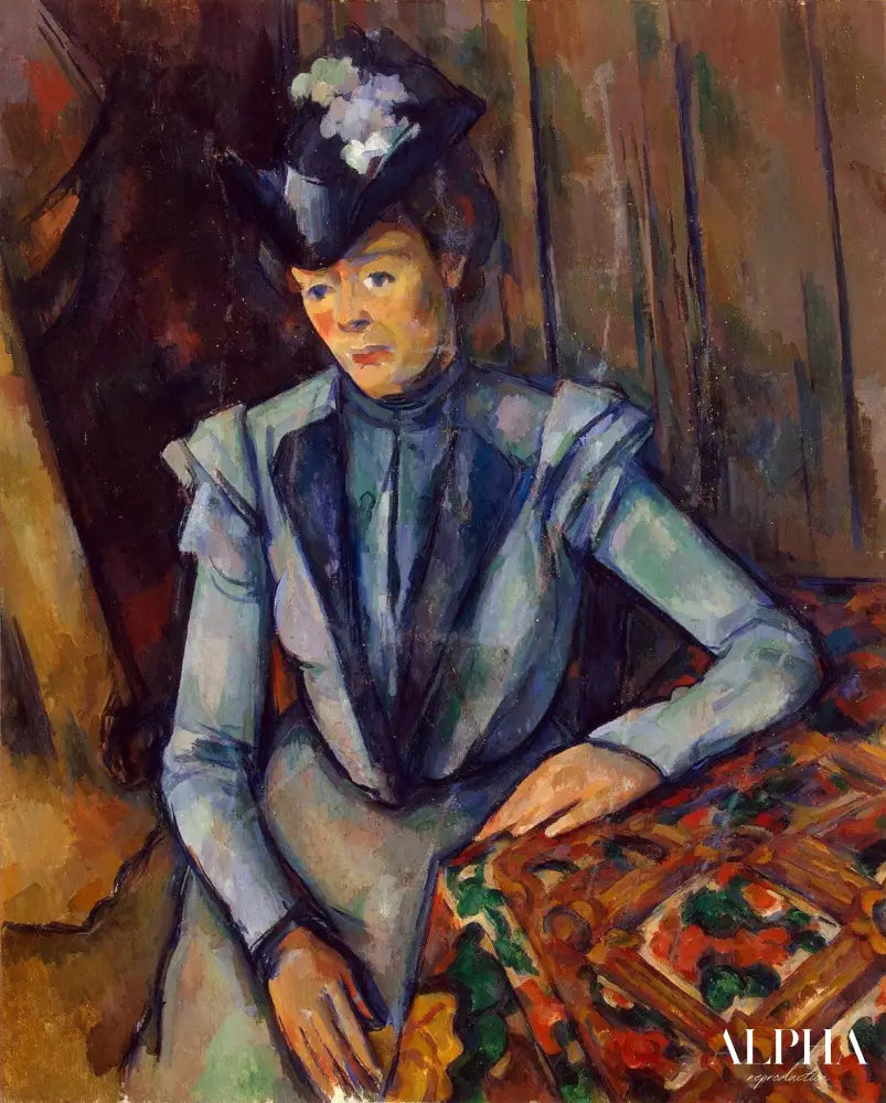 Portrait de dame en bleu - Paul Cézanne - Reproductions de tableaux et peintures haut de gamme