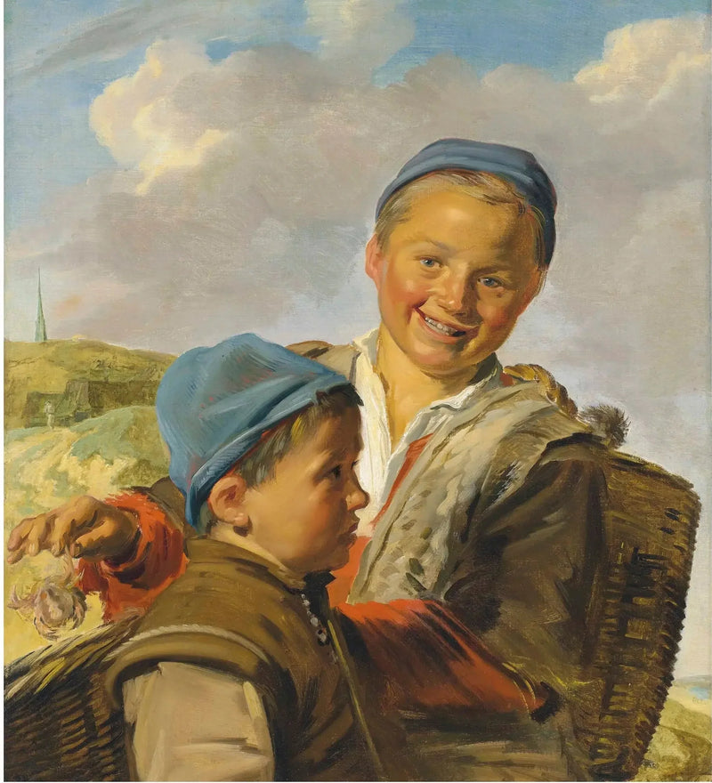 Portræt af to drengefiskere, den ene holder en krabbe - Frans Hals