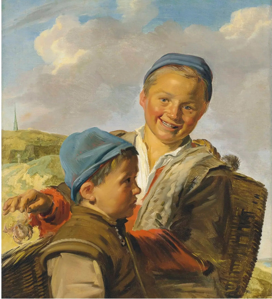 Portræt af to drengefiskere, den ene holder en krabbe - Frans Hals