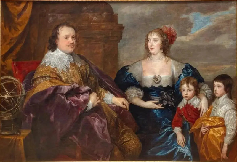 Familieneportræt af Sir Kenelm Digby (1603-1665) og Lady Venetia Anastasia Stanley (1600-1633) med deres sønner Kenelm Digby og John Digby (1627-1690) - Antoine van Dyck