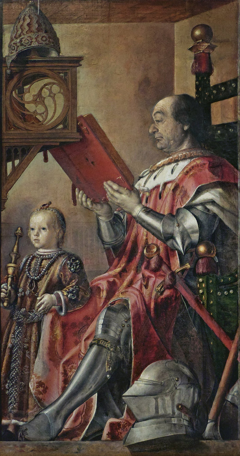 Portræt af Federico da Montefeltro og søn Guidobaldo - Pedro Berruguete