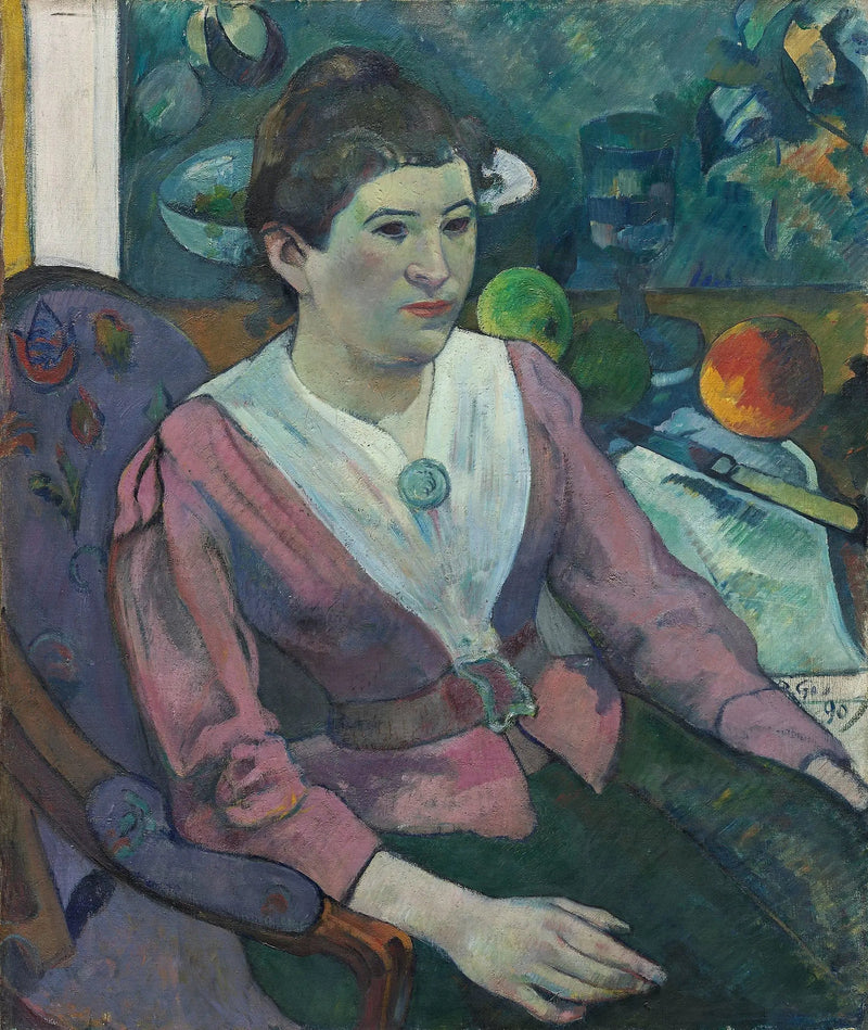 Portræt af kvinde med stilleben af Cézanne - Paul Gauguin