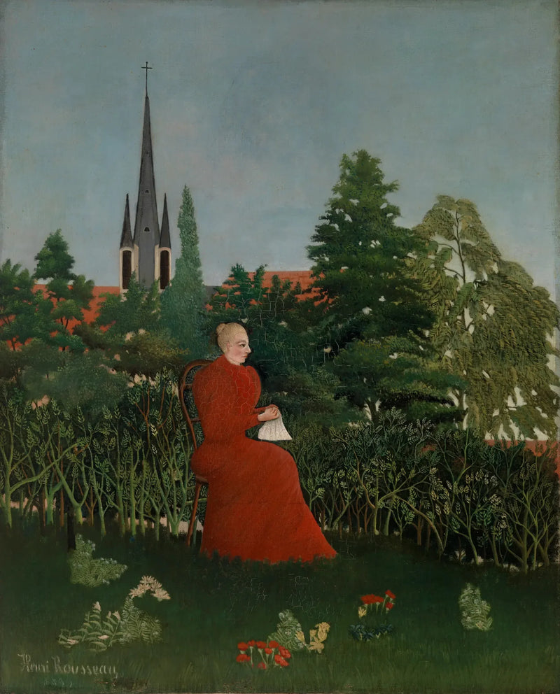Portræt af kvinde i et landskab - Henri Rousseau