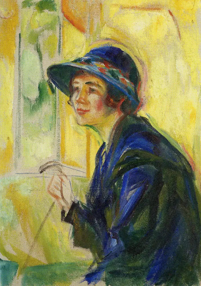 Portræt af kvinde på gul baggrund - Edvard Munch