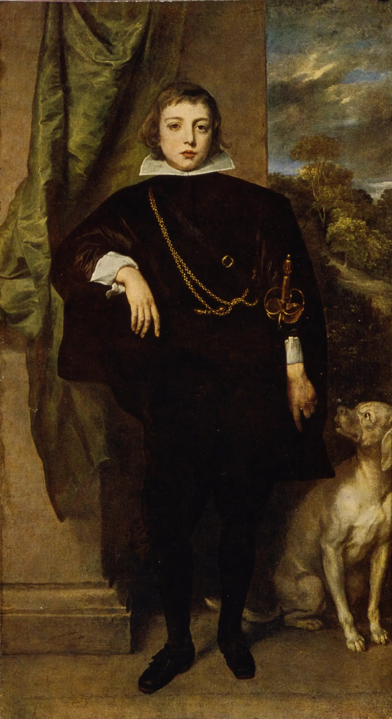Portrait de Filippo Francesco d'Este, marquis de Lanzo med sin hund - Antoine van Dyck