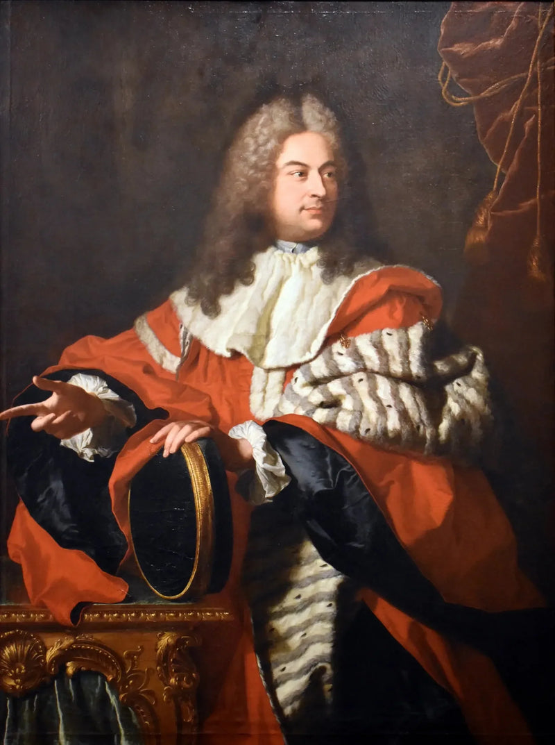 Portræt af Gaspard de Gueidan (1688-1767) som præsident med paryk. - Hyacinthe Rigaud