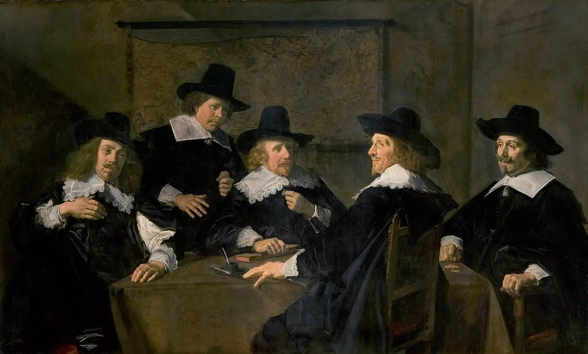 Portrait de groupe des régents de l'hôpital Sainte-Élisabeth de Haarlem - Frans Hals image 1 reproduction d’œuvre d’art à l’huile