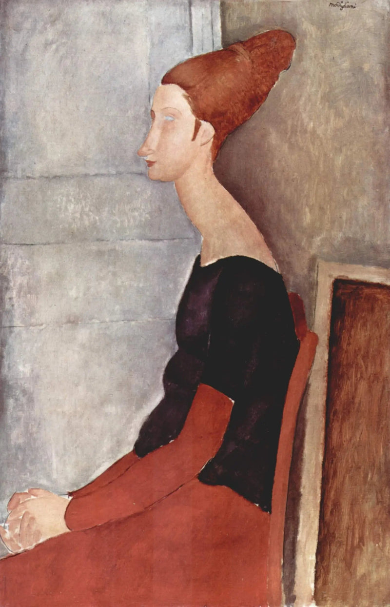 Portræt af Jeanne Hébuterne siddende i profil - Amedeo Modigliani