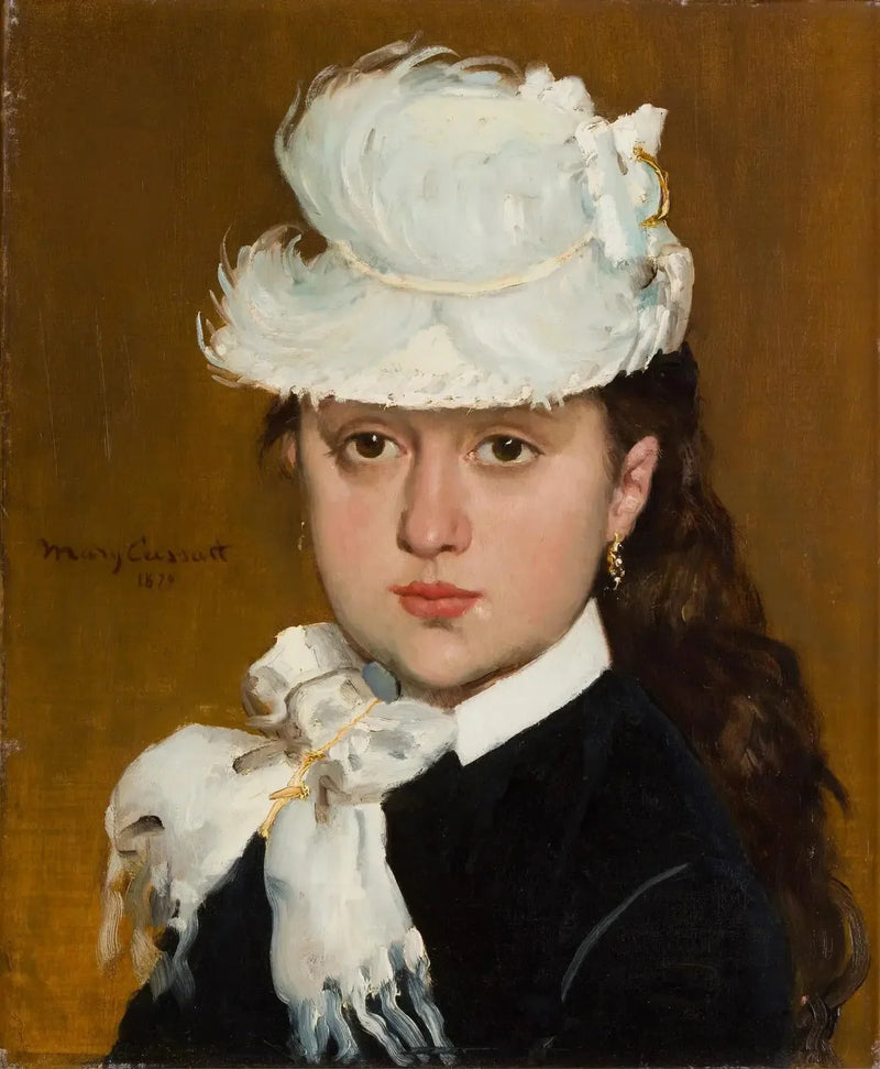Portræt af ung kvinde med hvid hat - Mary Cassatt