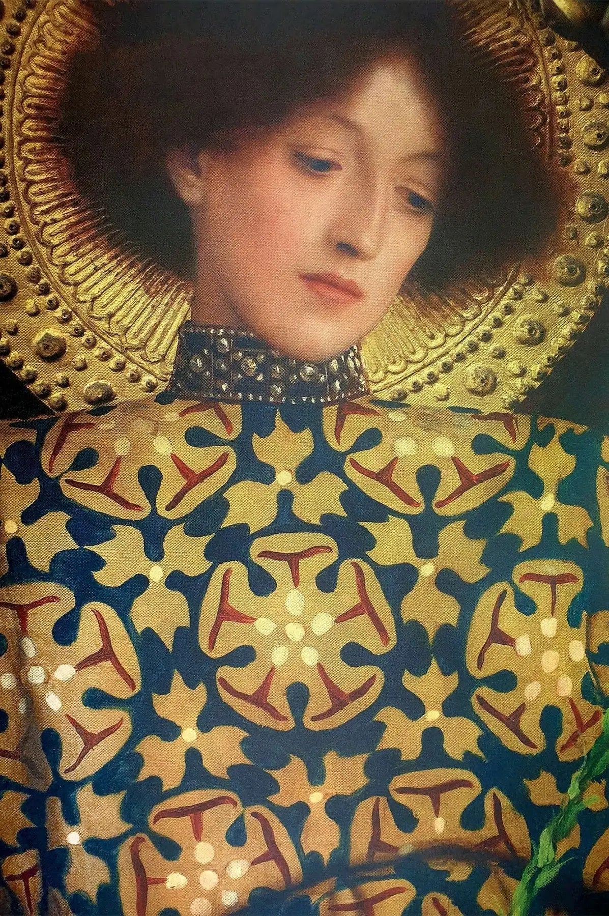 Reproduction du tableau « 👑 Portrait de Jeune Femme (Détail d’Allégorie de la Sculpture) – Gustav Klimt (1889) » par Alpha Reproduction en peinture à l’huile