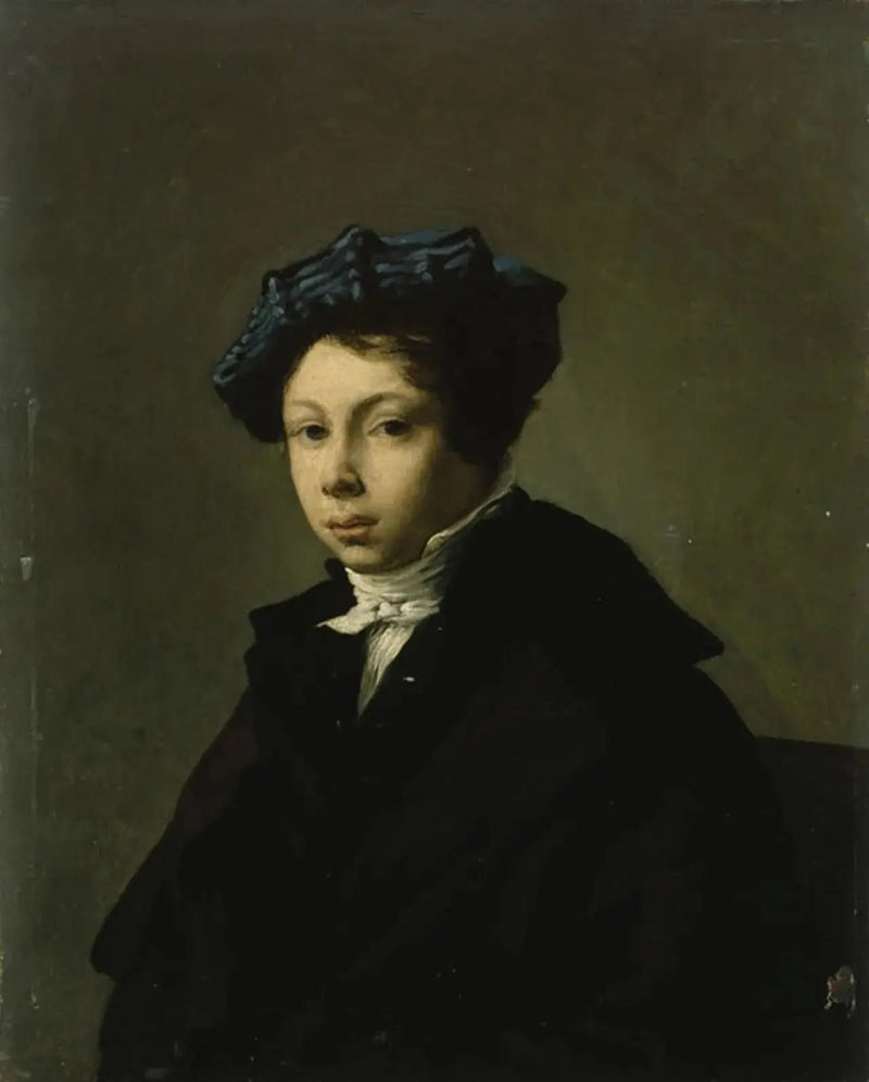 Portræt af ung mand med en blå baret - Eugène Delacroix