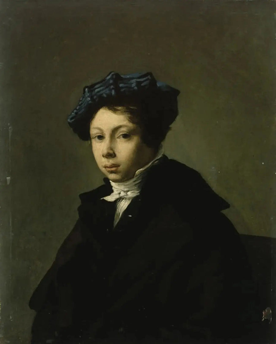 Portræt af ung mand med en blå baret - Eugène Delacroix
