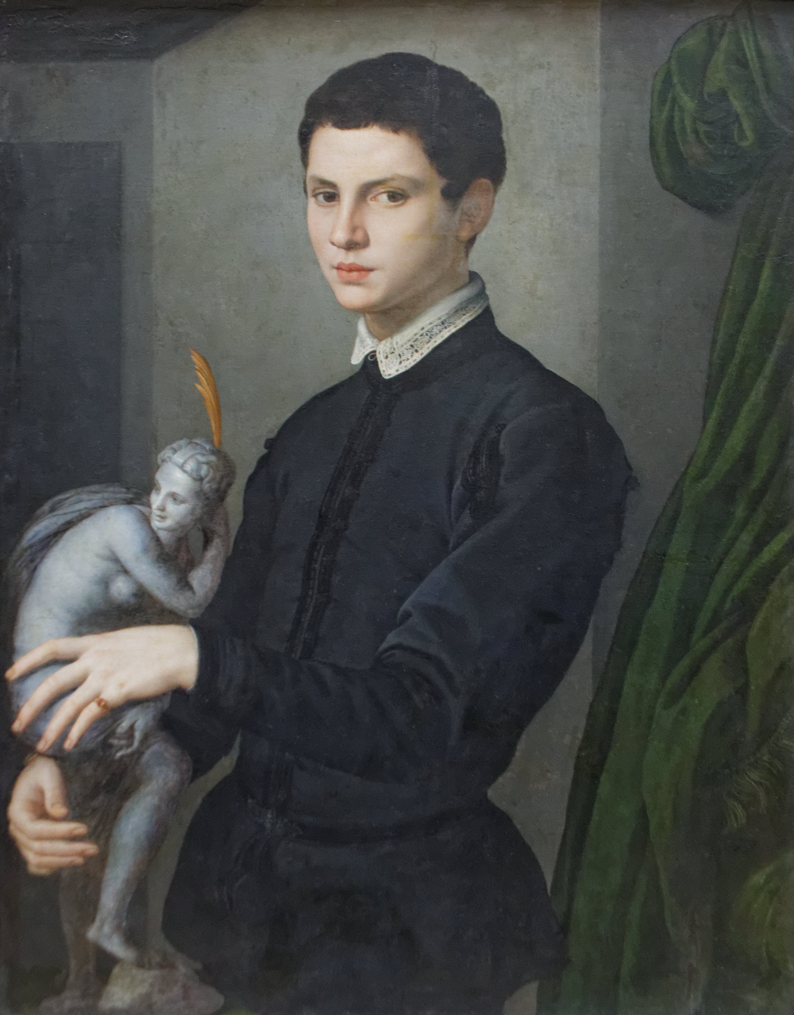 Portrait de jeune homme tenant une statuette - Bronzino - Alpha Reproduction