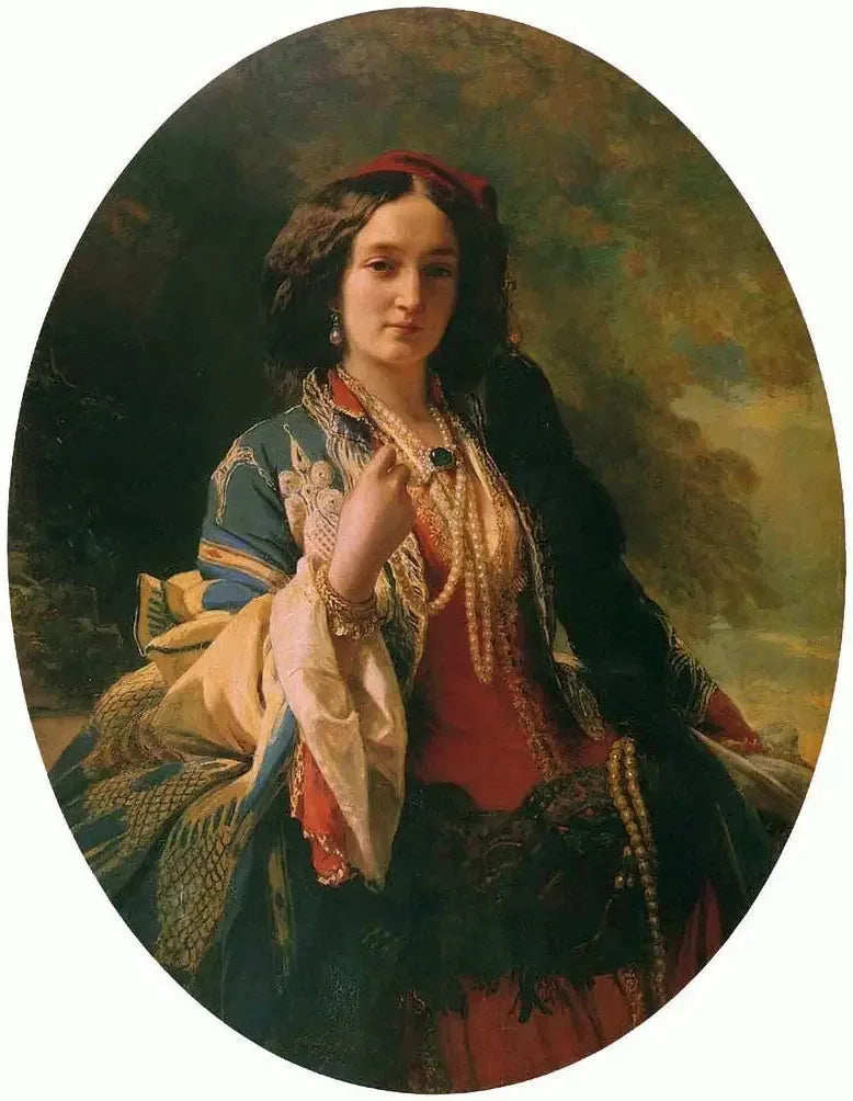 Portræt af Katarzyna Potocka født Branicka i orientalsk kostume. - Franz Xaver Winterhalter