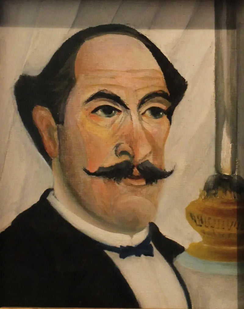 Portræt af kunstneren ved lampen - Henri Rousseau