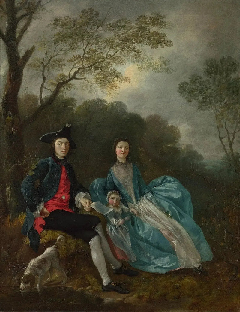 Kunstnerens portræt med sin kone og datter - Thomas Gainsborough