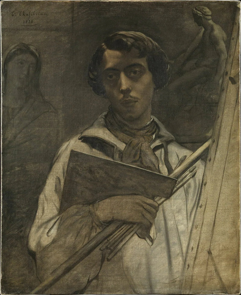 Portræt af kunstneren, der holder en palet - Théodore Chassériau