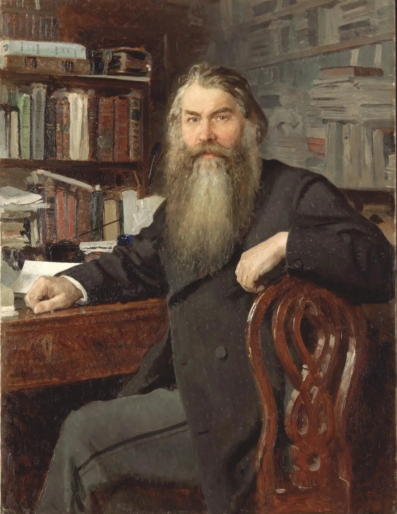 Portrait af historikeren og arkæologen Ivan Egorovich Zabelin - Ilya Repin
