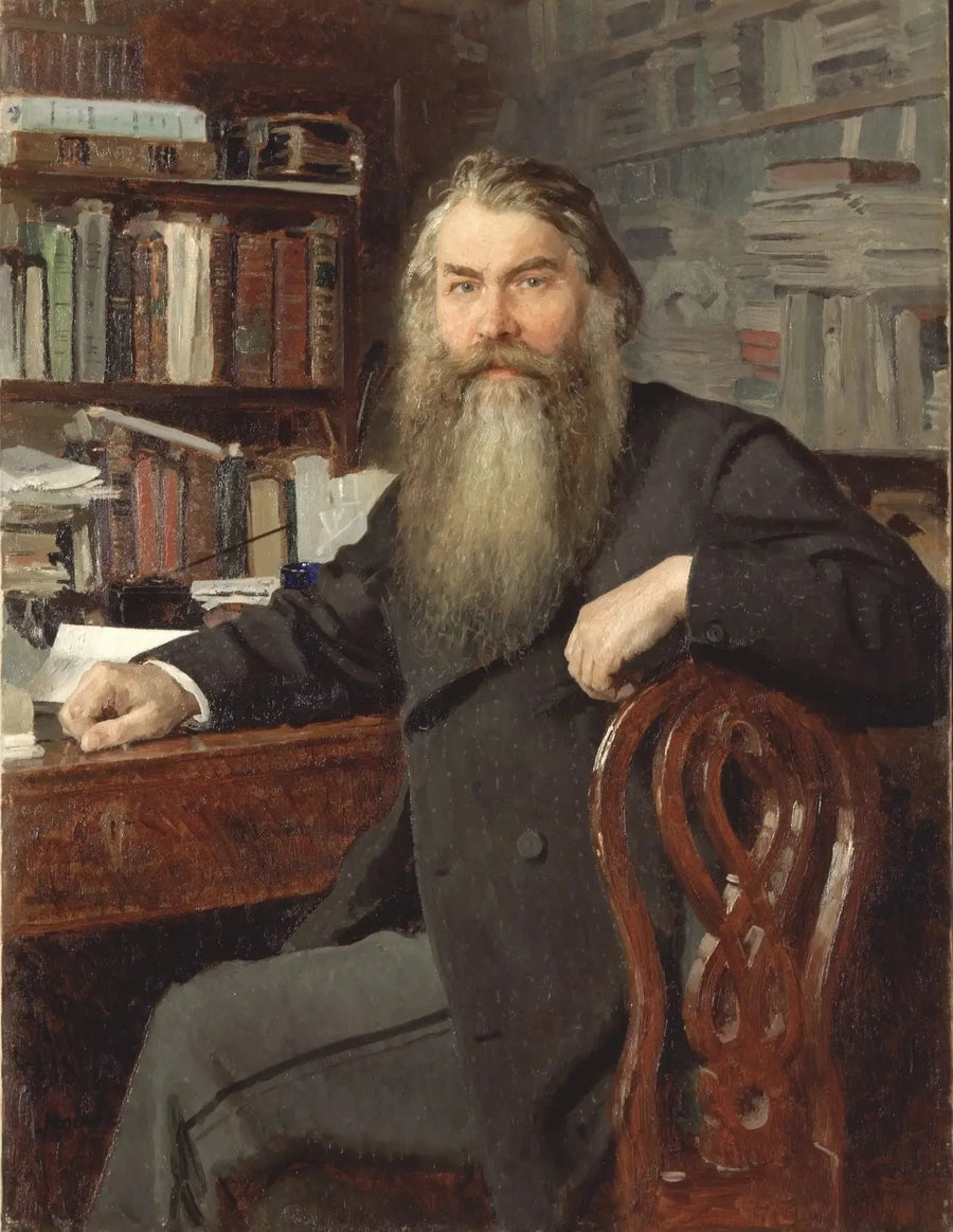Portrait af historikeren og arkæologen Ivan Egorovich Zabelin - Ilya Repin