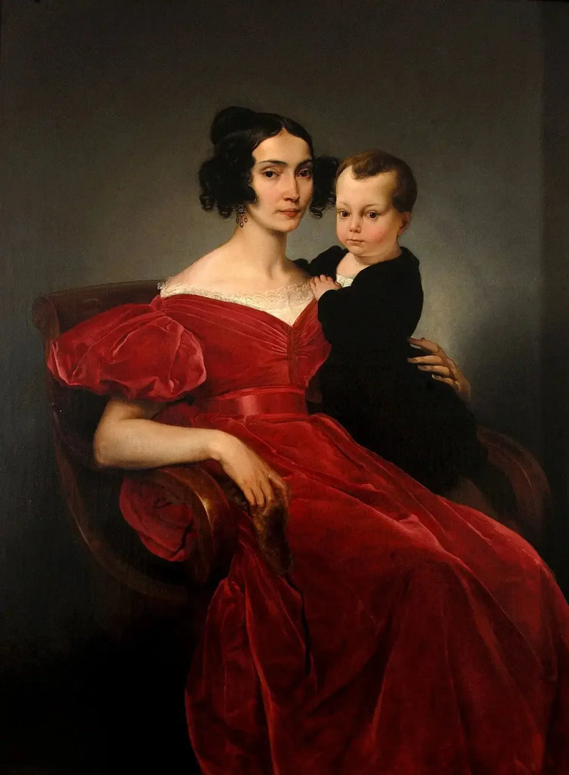 Portræt af grevinde Teresa Zumali Marsili med sin søn Giuseppe - Francesco Hayez