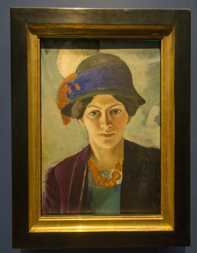 Portræt af kunstnerens kone med hat - August Macke