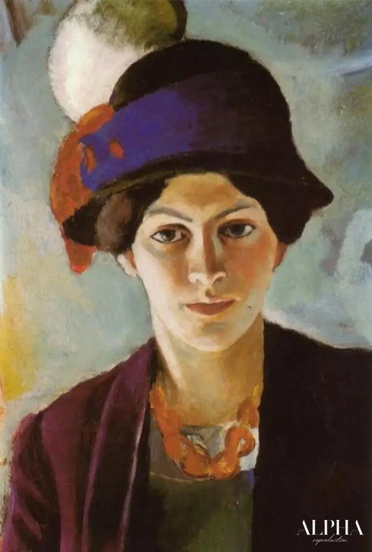 Portrait de la femme de l'artiste avec un chapeau - August Macke - Reproductions de tableaux et peintures haut de gamme